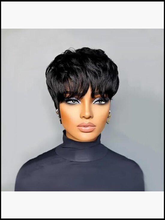 Short Pixie Cut Wig Human Hair Glueless Layered Machine Made Full Coverage main image 5